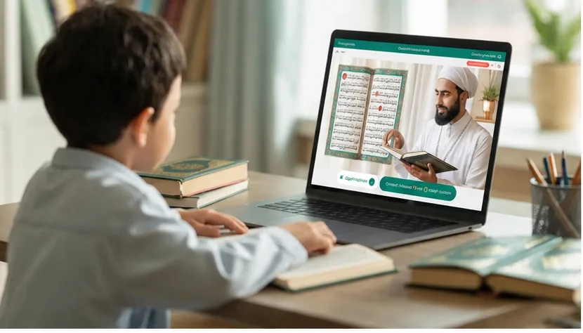 Home 1 Boy taking an online Quran class in Pakistan with a certified Al-Ilm teacher