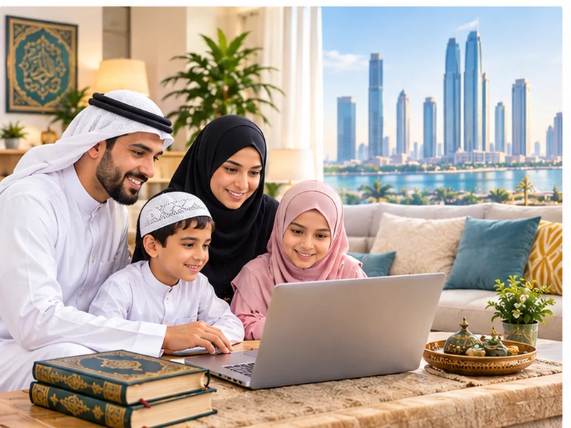 Family in Al Ain learning the Quran online