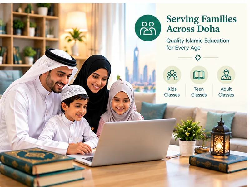 Family in Qatar learning the Quran online with a qualified teacher
