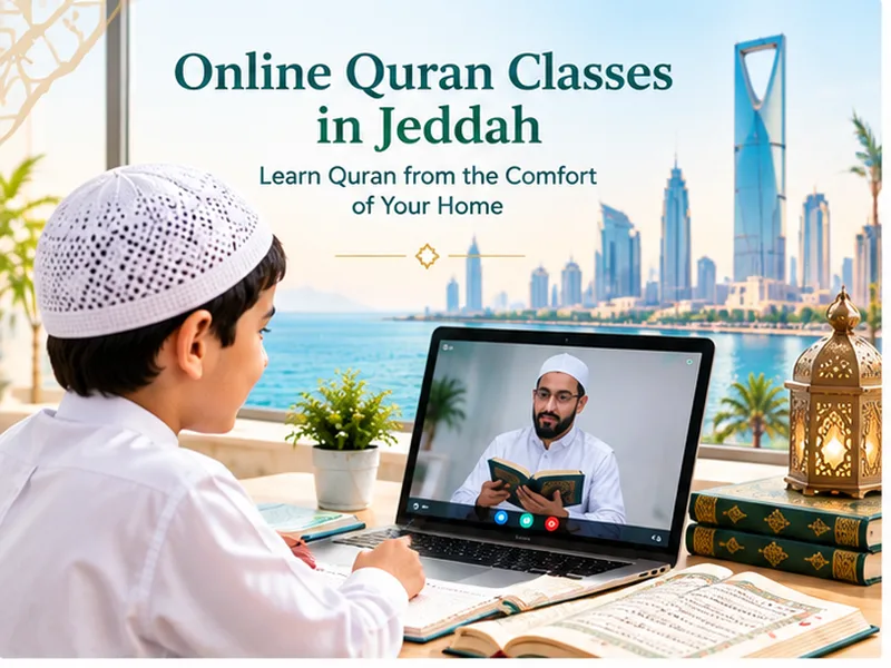 Child in Jeddah taking an online Quran class with a certified teacher